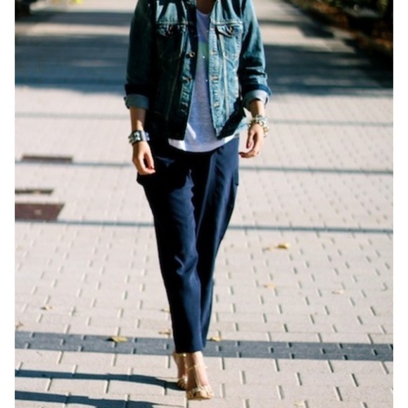 𝅺COPY - Club Monaco 100% Silk Navy Pants Sz 0 - Picture 8 of 8